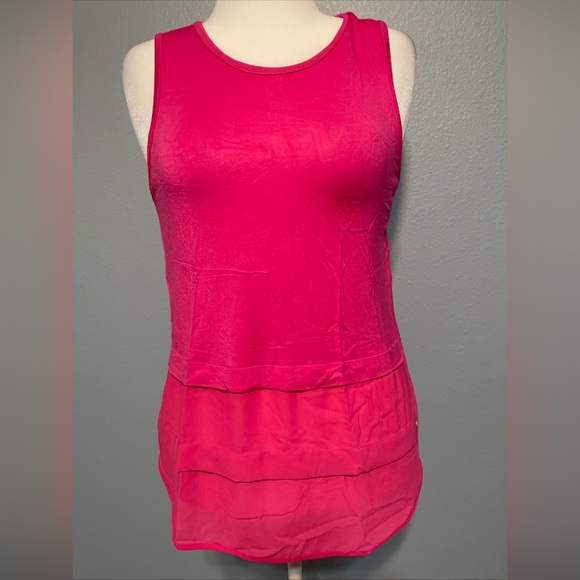 Michael Kors Tops - Michael Kors Hot Pink Sleeveless Hi-Low Tank Top Y2K Summercore Size M